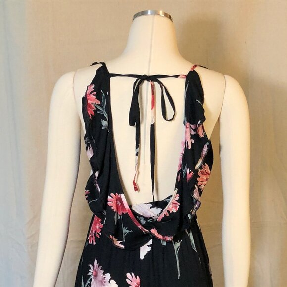 Band of Gypsies Black Floral Palazzo Romper / Jumpsuit S - Picture 10 of 13